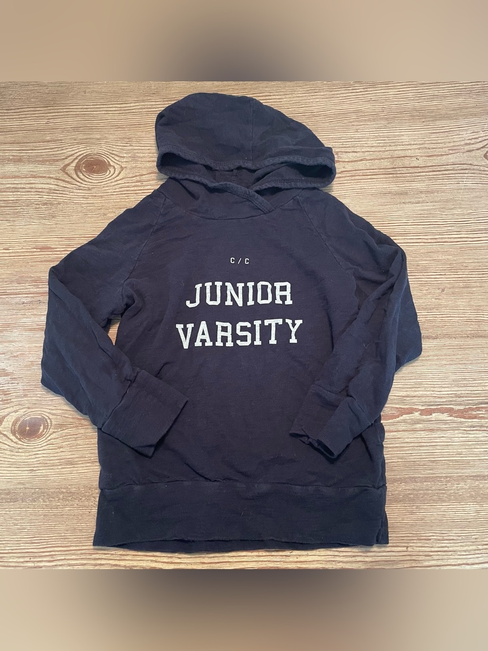 Childhoods Junior Varsity Hooded Sweatshirt - Navy with White Lightweight 6/7